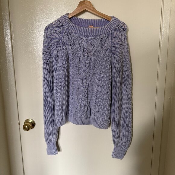 Free People Frankie Cable Knit Sweater In Heavenly Lavender XS - Picture 2 of 7